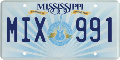 MS license plate MIX991