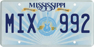 MS license plate MIX992