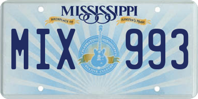 MS license plate MIX993