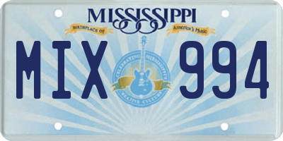 MS license plate MIX994