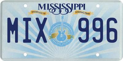 MS license plate MIX996