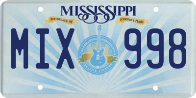 MS license plate MIX998