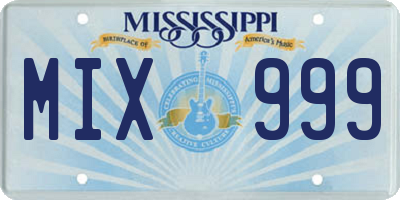 MS license plate MIX999