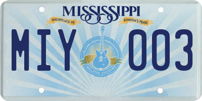 MS license plate MIY003