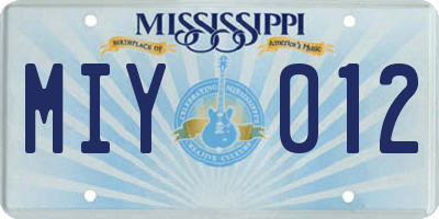 MS license plate MIY012