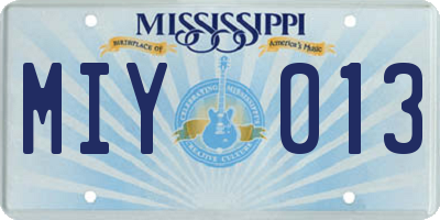 MS license plate MIY013