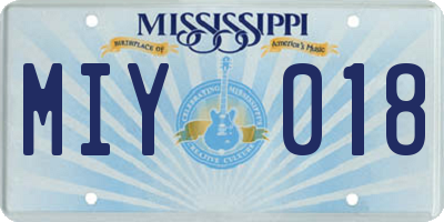 MS license plate MIY018