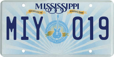 MS license plate MIY019