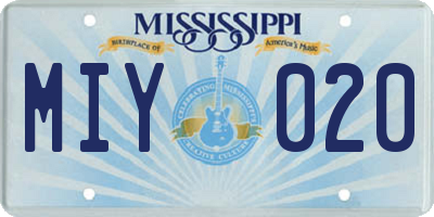 MS license plate MIY020