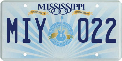 MS license plate MIY022