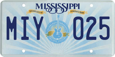 MS license plate MIY025
