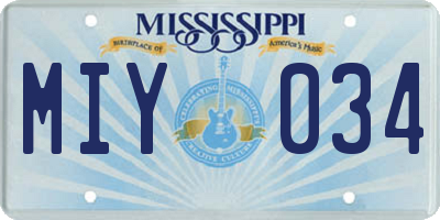 MS license plate MIY034