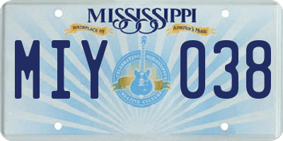MS license plate MIY038