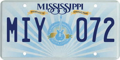 MS license plate MIY072