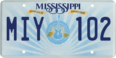 MS license plate MIY102
