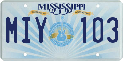 MS license plate MIY103