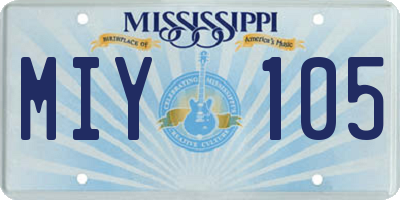 MS license plate MIY105