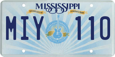 MS license plate MIY110