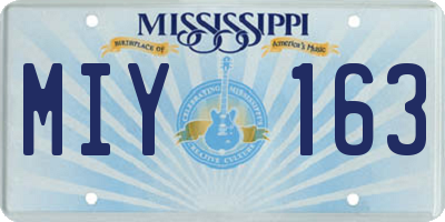 MS license plate MIY163