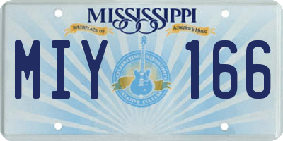MS license plate MIY166