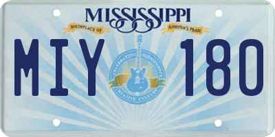 MS license plate MIY180