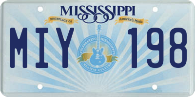 MS license plate MIY198