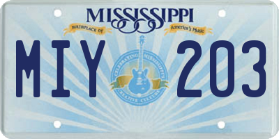 MS license plate MIY203