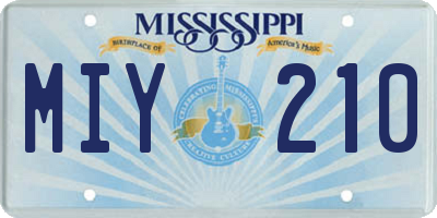 MS license plate MIY210