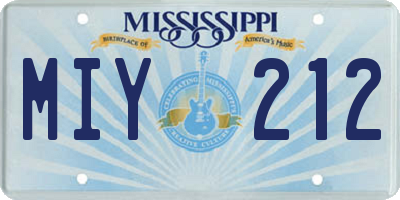 MS license plate MIY212