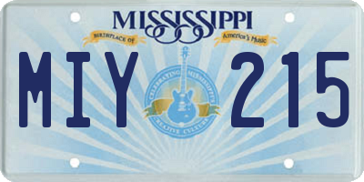 MS license plate MIY215