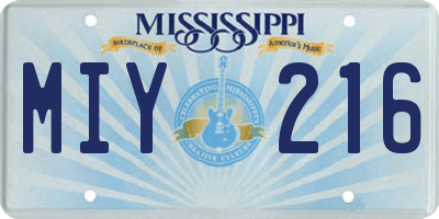 MS license plate MIY216