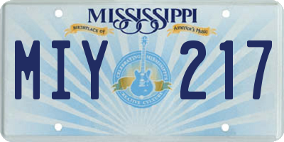 MS license plate MIY217