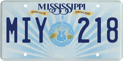 MS license plate MIY218