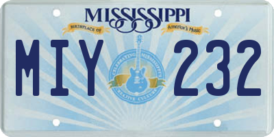 MS license plate MIY232