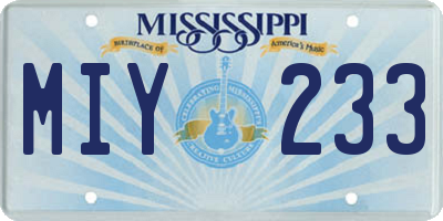 MS license plate MIY233