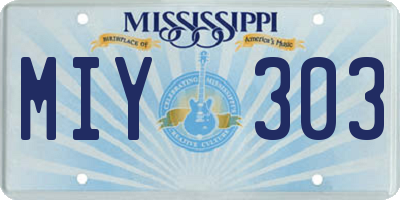 MS license plate MIY303