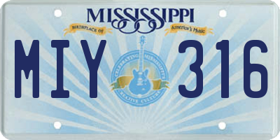 MS license plate MIY316