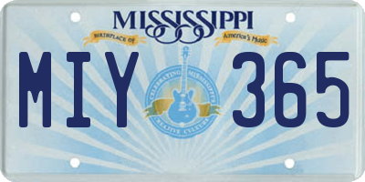 MS license plate MIY365