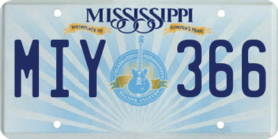 MS license plate MIY366