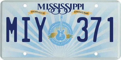 MS license plate MIY371