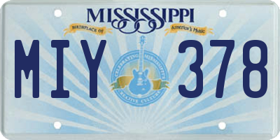 MS license plate MIY378