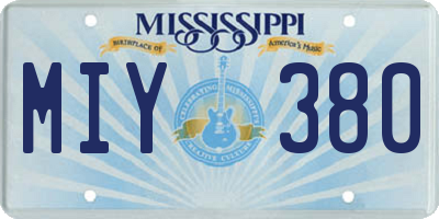 MS license plate MIY380