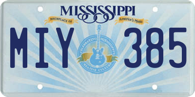 MS license plate MIY385