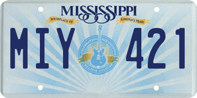 MS license plate MIY421