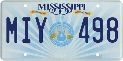 MS license plate MIY498