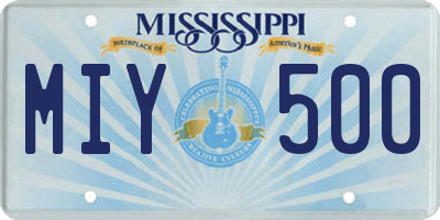 MS license plate MIY500