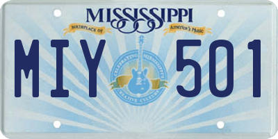 MS license plate MIY501