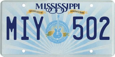 MS license plate MIY502