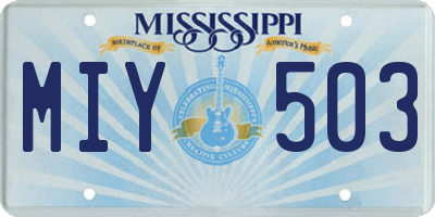 MS license plate MIY503