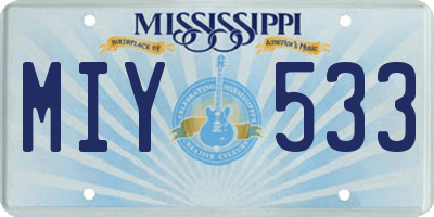 MS license plate MIY533